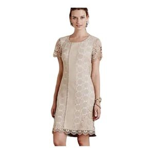 ANTHROPOLOGIE Bailey 44 NWT Vegan Leather & Lace Shift Dress Neutral Size XS